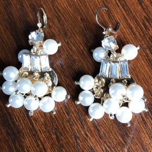 Gold crystal and pearl earrings